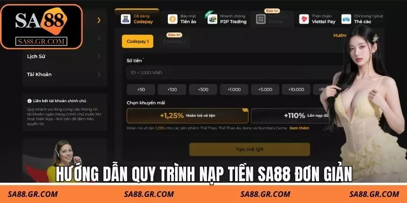 Hướng dẫn quy trình nạp tiền SA88 đơn giản
