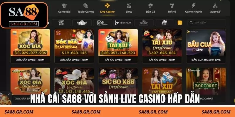 Nhà cái SA88 với sảnh Live Casino hấp dẫn Nhà cái SA88 với sảnh Live Casino hấp dẫn